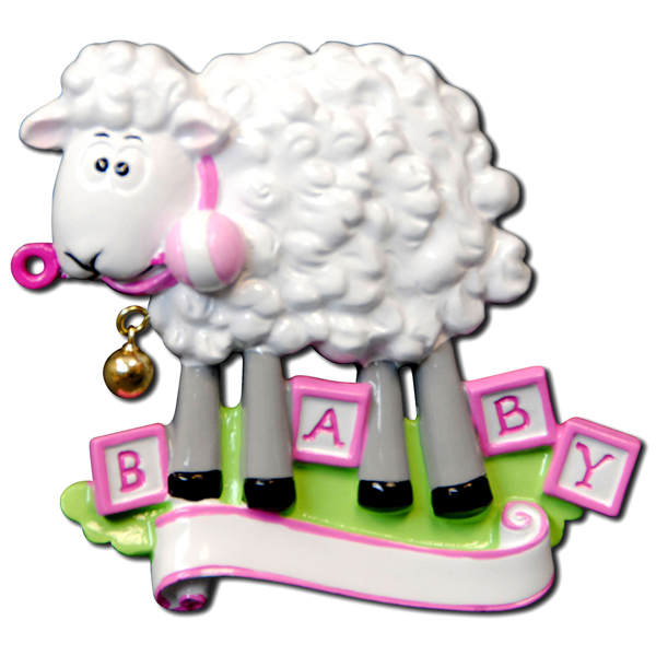 Personalized Poly-Resin Ornament Sheep Baby Blocks