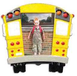 Personalized Poly-Resin Picture Frame Ornament School Bus