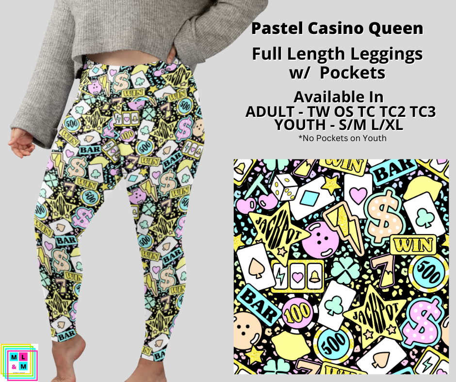 Pastel Casino Queen Leggings with Pockets (Pixie)