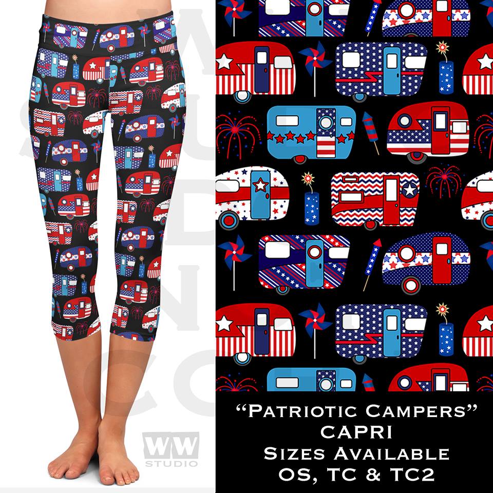 Patriotic Campers Capri Leggings (WW)