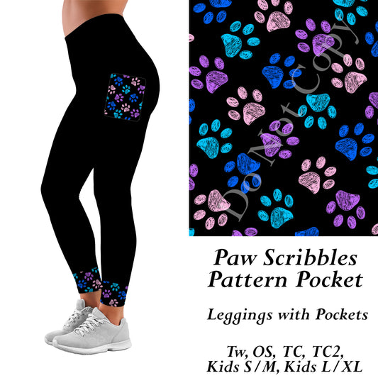 Preorder Paw Scribbles Pocket Leggings with Pockets (JAAM) Closing 1/27/2025 ETA Late March