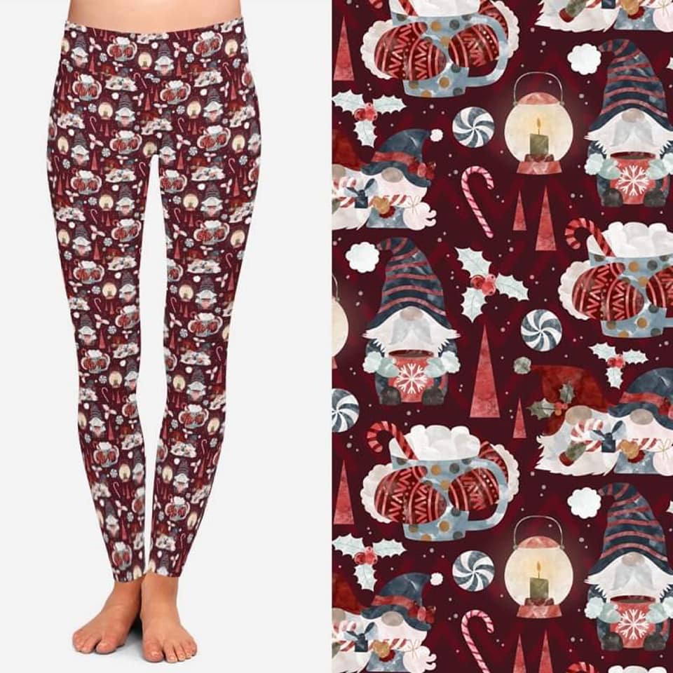 Peppermint Latte Gnomes Leggings with Pockets (TDL)