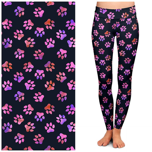 Pink Paw Print Leggings with Pockets (SLB)