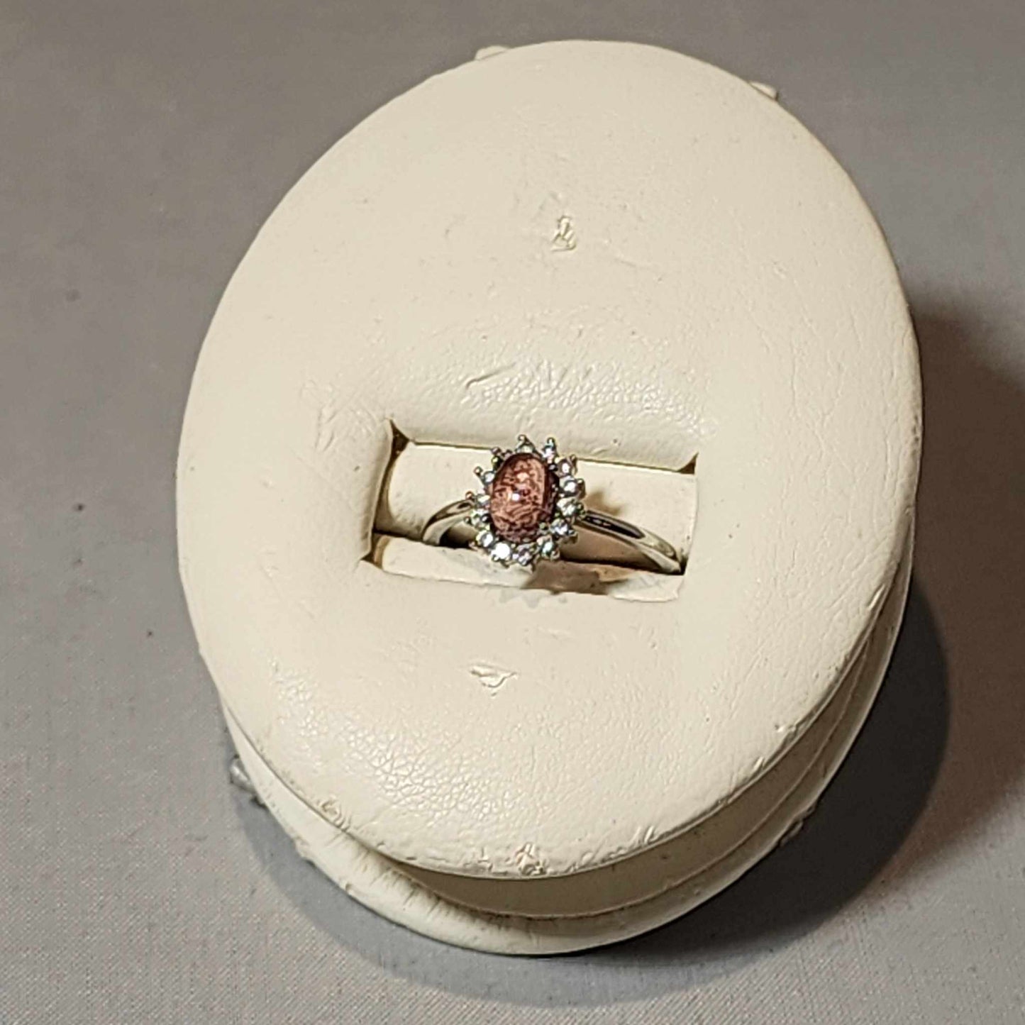 Pink Topaz Halo 925 Silver Ring