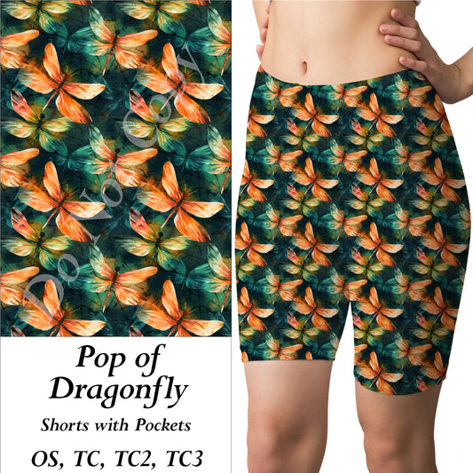 Pop of Dragonfly Shorts with Pockets (MMP)