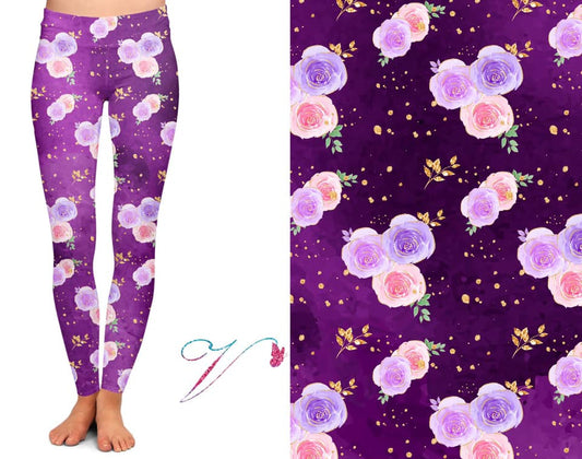 Purple Rose Garden Leggings (LEB)