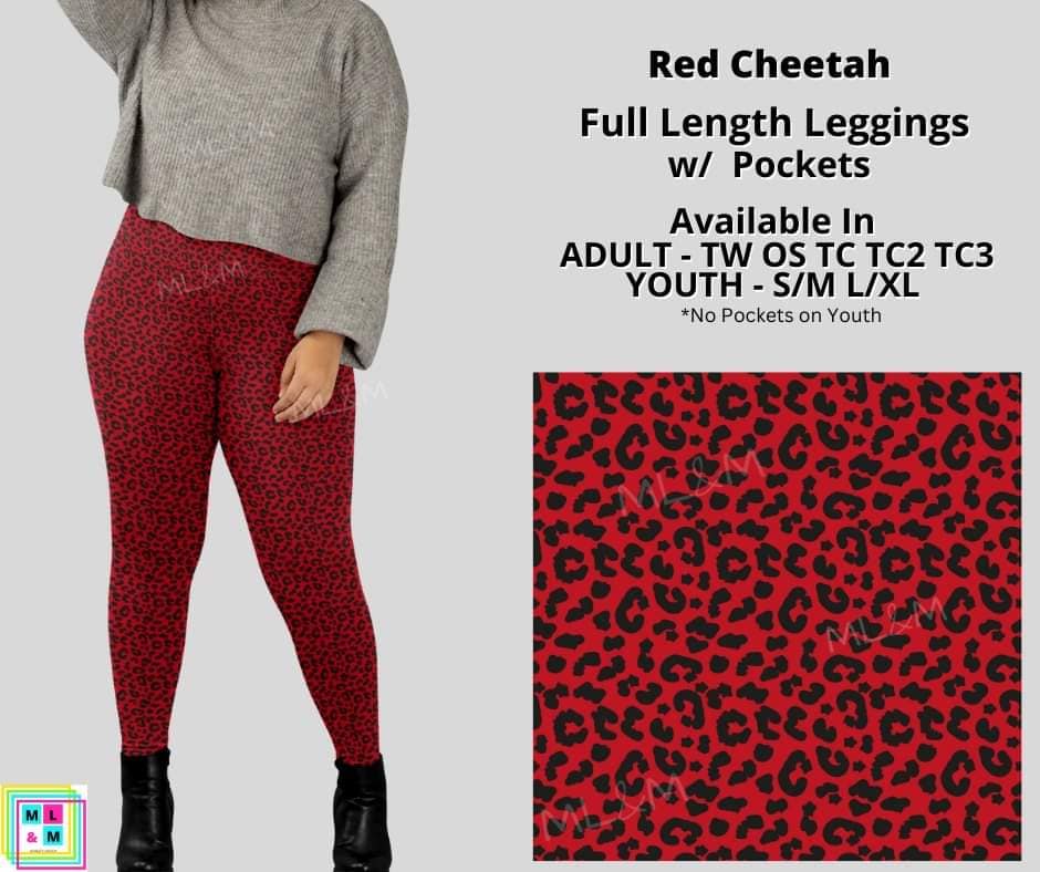 Red Cheetah Leggings with Pockets (Pixie)