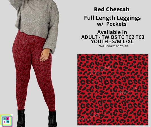 Red Cheetah Leggings with Pockets (Pixie)