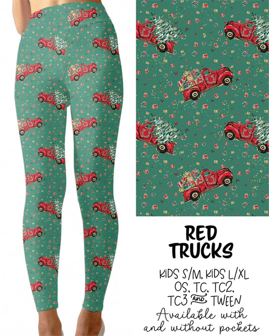 Red Trucks Leggings with Pockets (JAAM)