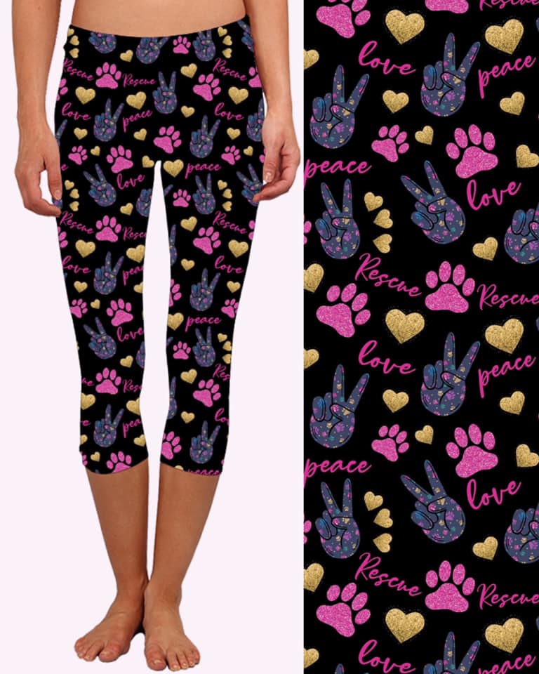 Peace Love Rescue Capri Leggings (JAAM)