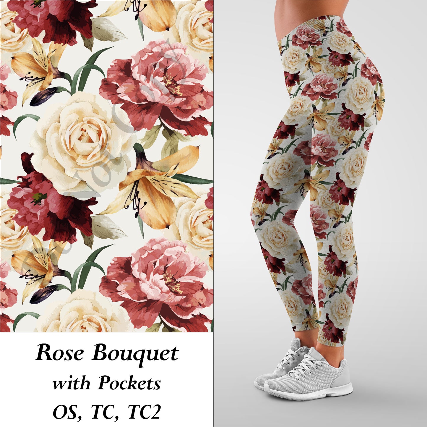 Rose Bouquet Leggings with Pockets (SLB)