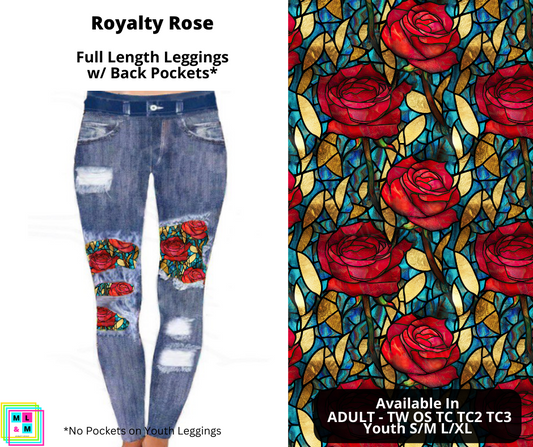 Royalty Rose Faux Denim Peek-A-Boo with Back Pockets (Pixie)