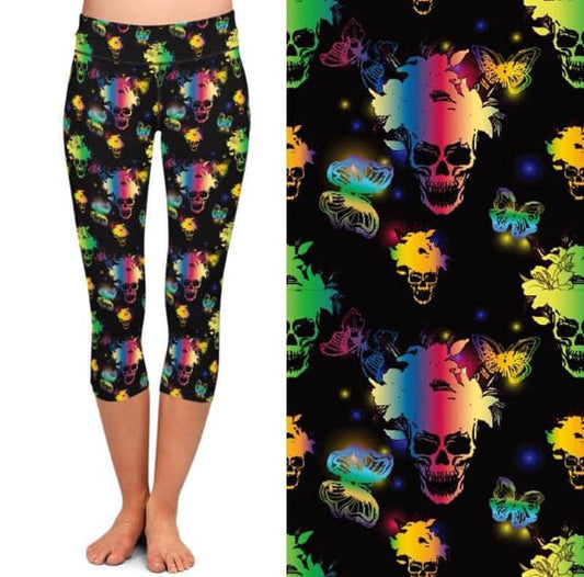 Skull Craze Capri Leggings (AALM)