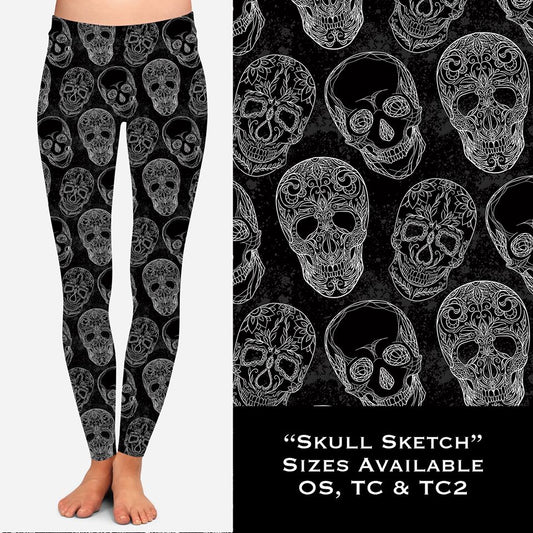 Skull Sketch Leggings (WW)
