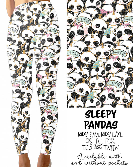 Sleepy Pandas Leggings with or without Pockets (JAAM)