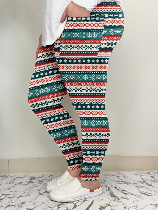 Snowflake Stripes Leggings with Pockets (TL)