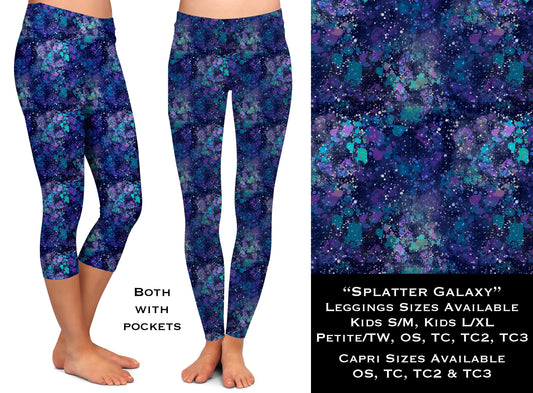 Splatter Galaxy Capri Leggings with Pockets (WW)