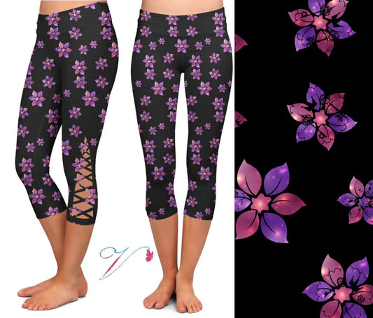 Stained Glass Criss Cross Capri Leggings (LEB)