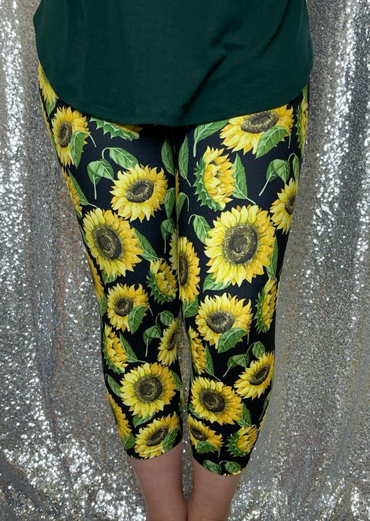 Sunflowers Capri Leggings (TL)