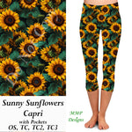 Sunny Sunflowers Capri Leggings with Pockets (MMP)