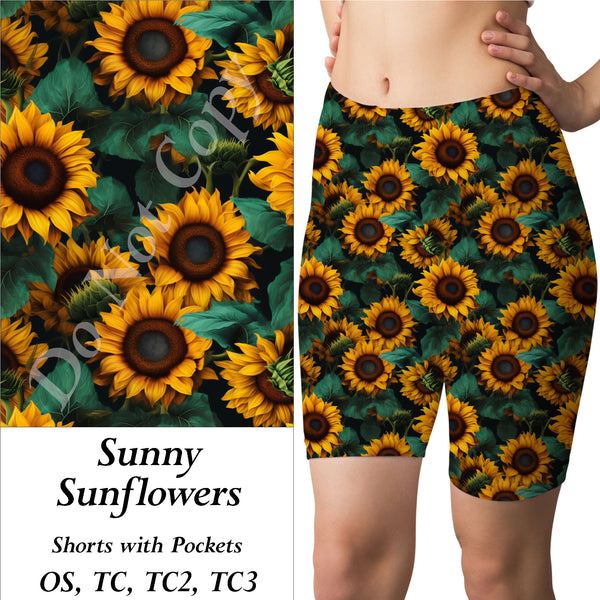 Sunny Sunflowers Shorts with Pockets (MMP)