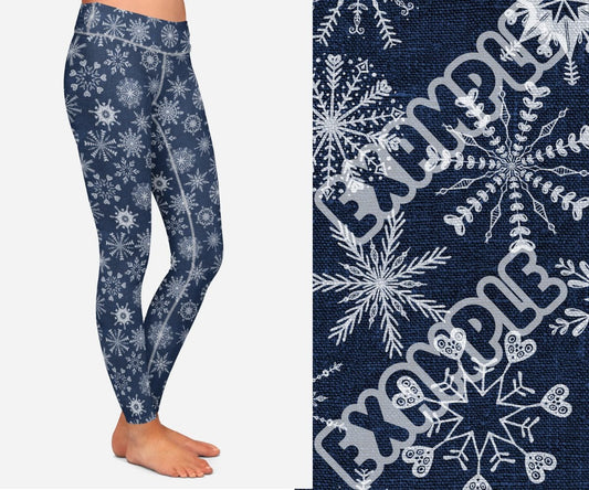 Navy Snowflake Leggings with Pockets (TL)