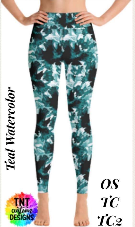 Teal Watercolor Leggings (TNT)