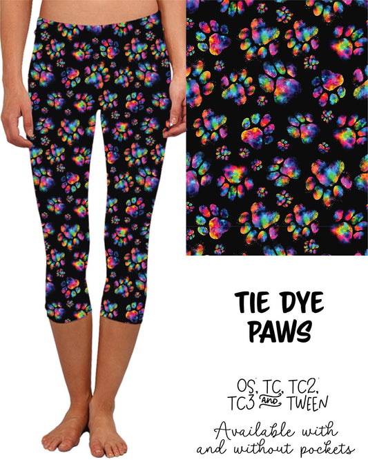 Tie Dye Paws Capri Leggings with Pockets (JAAM)