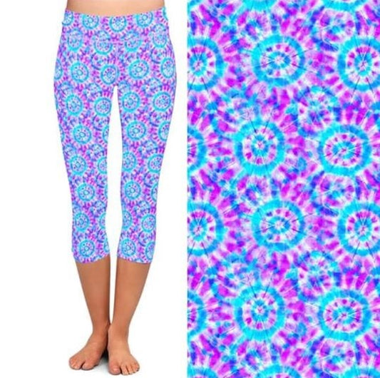 Tie Dye Swirl Capri Leggings (AALM)