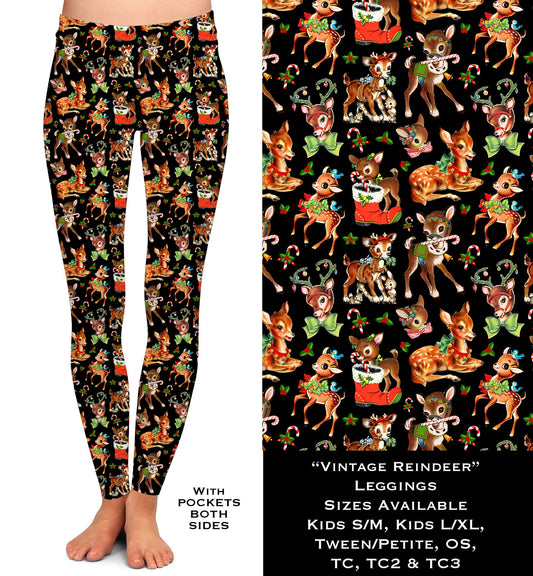 Vintage Reindeer Leggings with Pockets (WW)