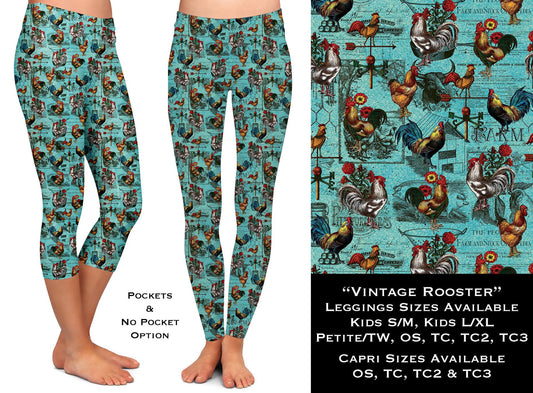 Vintage Rooster Leggings with Pockets (WW)