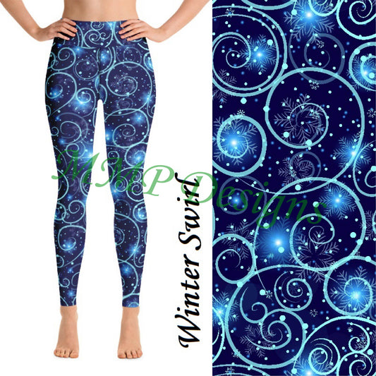 Winter Swirl Leggings with Pockets (MMP)