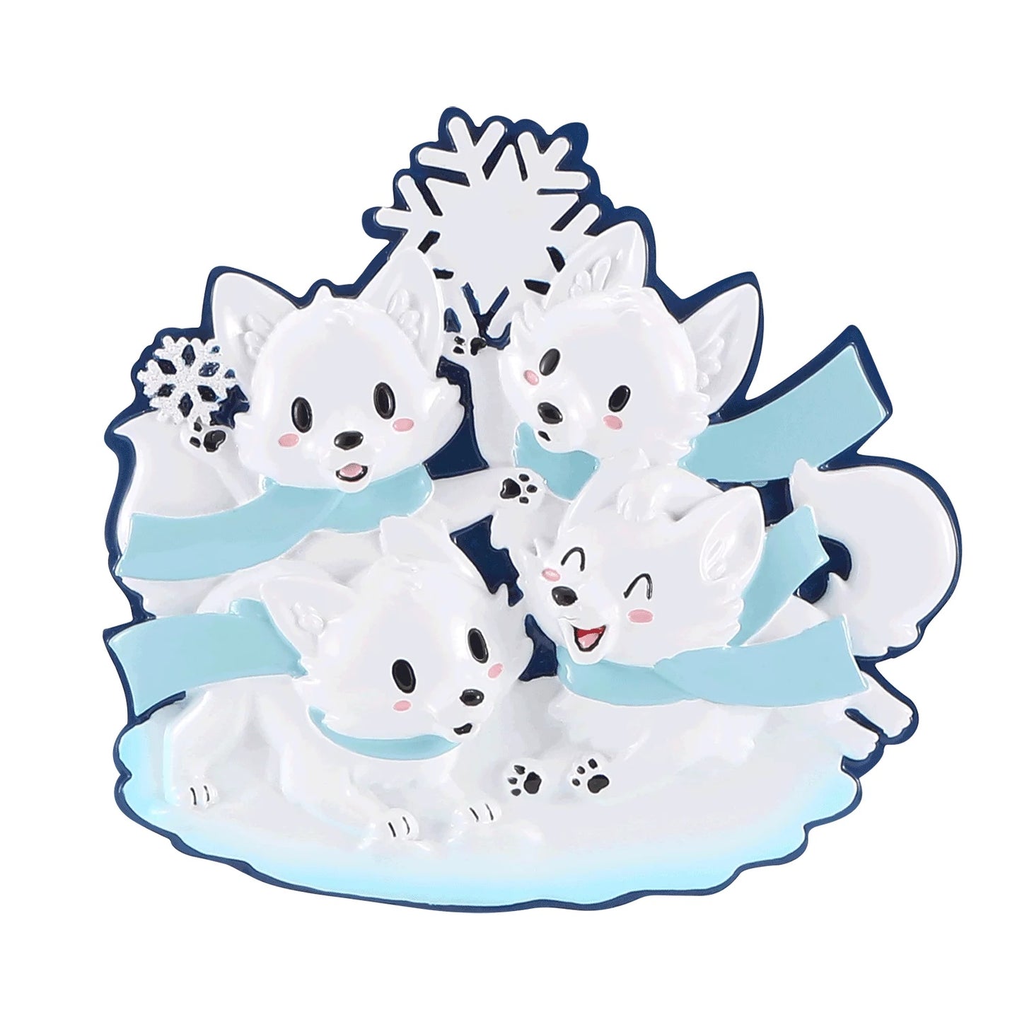 Personalized Poly-Resin Ornament Arctic Fox Family (2-6 People)