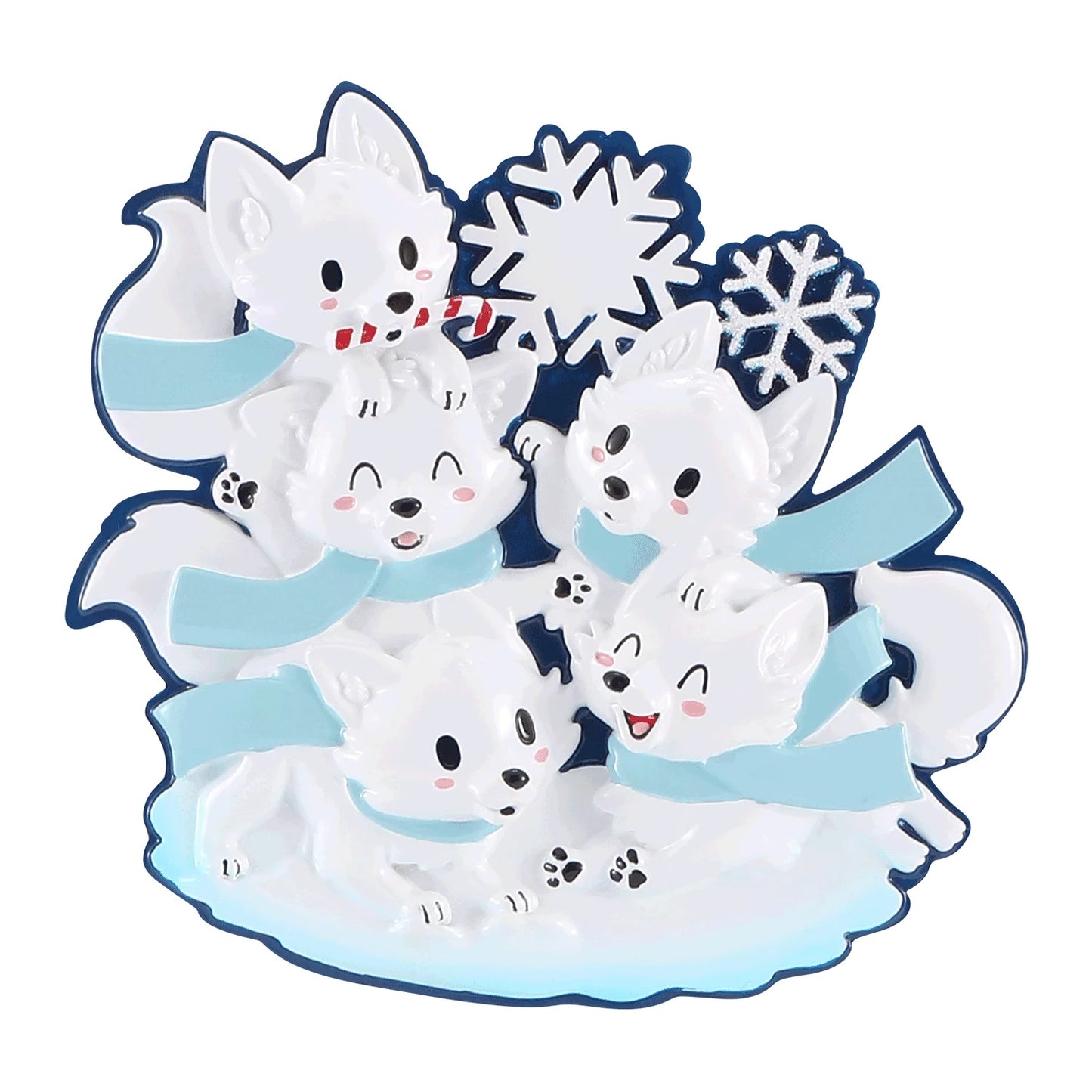 Personalized Poly-Resin Ornament Arctic Fox Family (2-6 People)