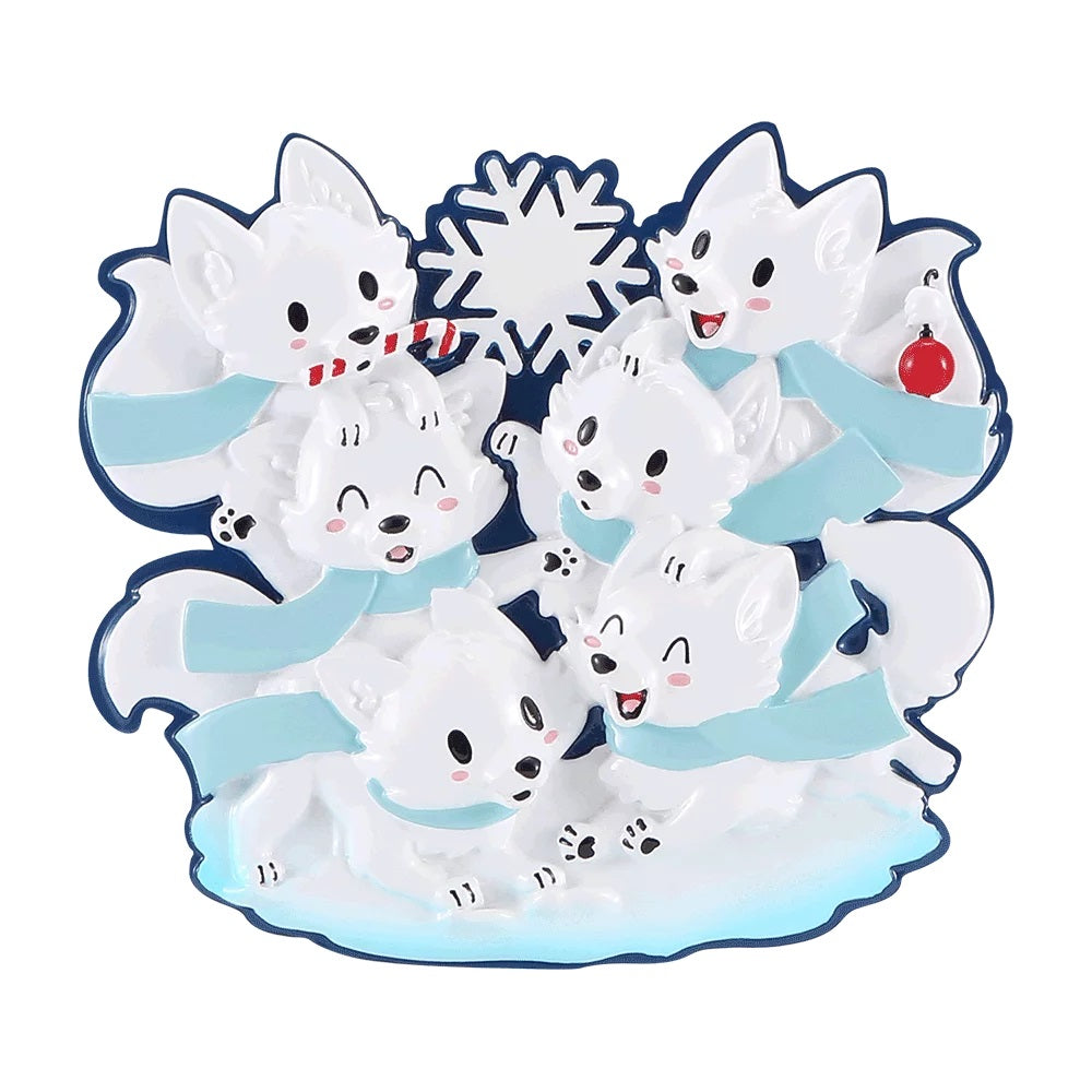 Personalized Poly-Resin Ornament Arctic Fox Family (2-6 People)