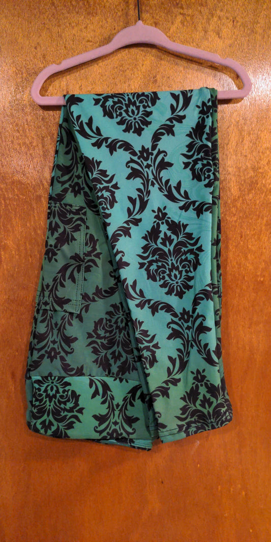 Green Damasks Leggings with Pockets (MB)