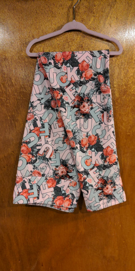 Tumbling Pink Floral F's Leggings (TDL)