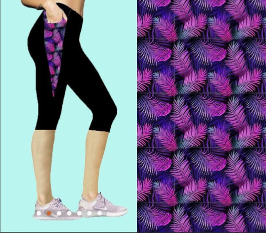Purple Palms Capri with Pockets (BFW)