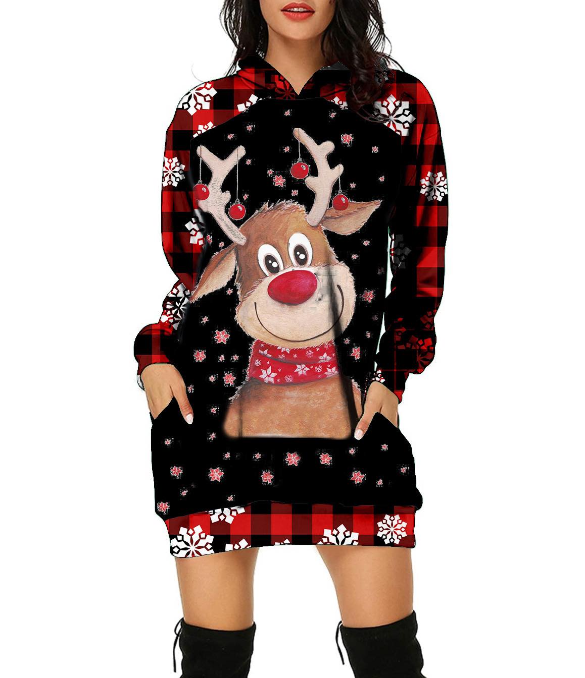 Long Christmas Hoodie with Pockets