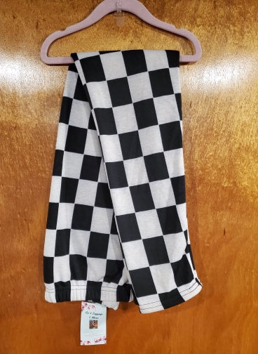White & Black Checkered Faux Fur Lined