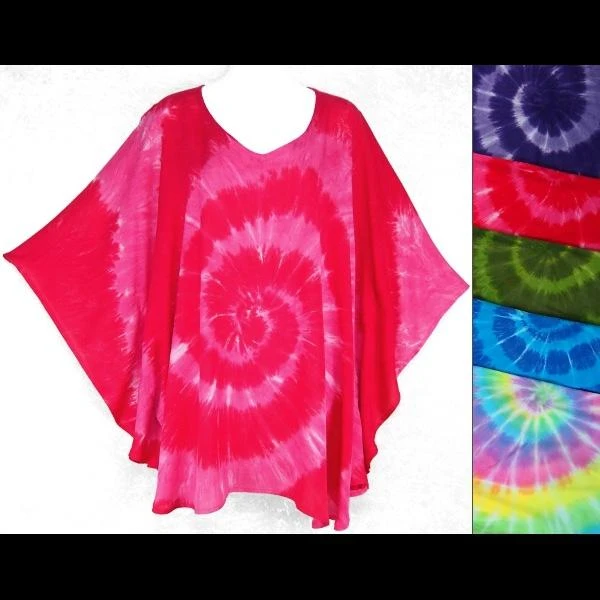 One-Size Fits Most Spiral Tie Dye Poncho Top