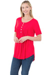 Ruby Gathered with Front Buttons Short Sleeve Shirt