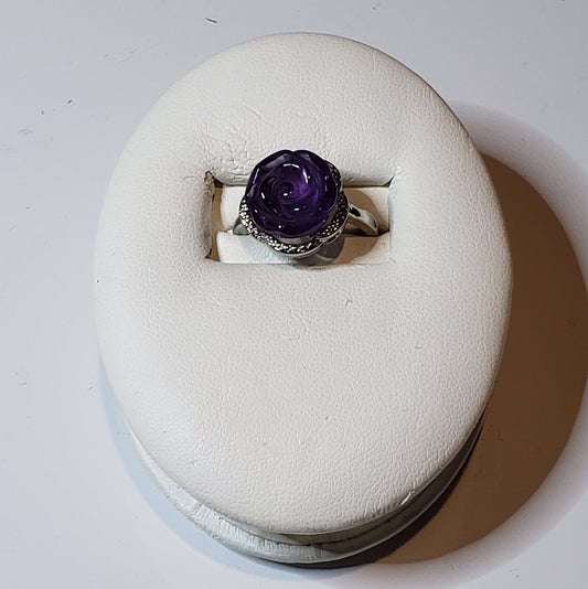Amethyst Rose 925 Silver Ring