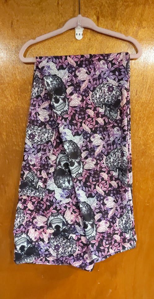 Purple Floral Skulls with Pockets (MMP)