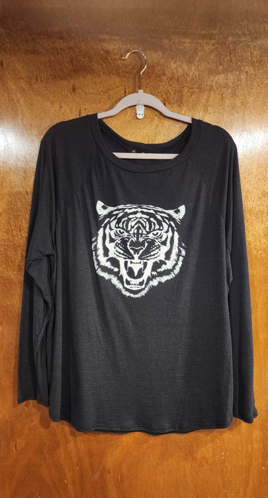 Black Long Sleeve top with Tiger Print RM