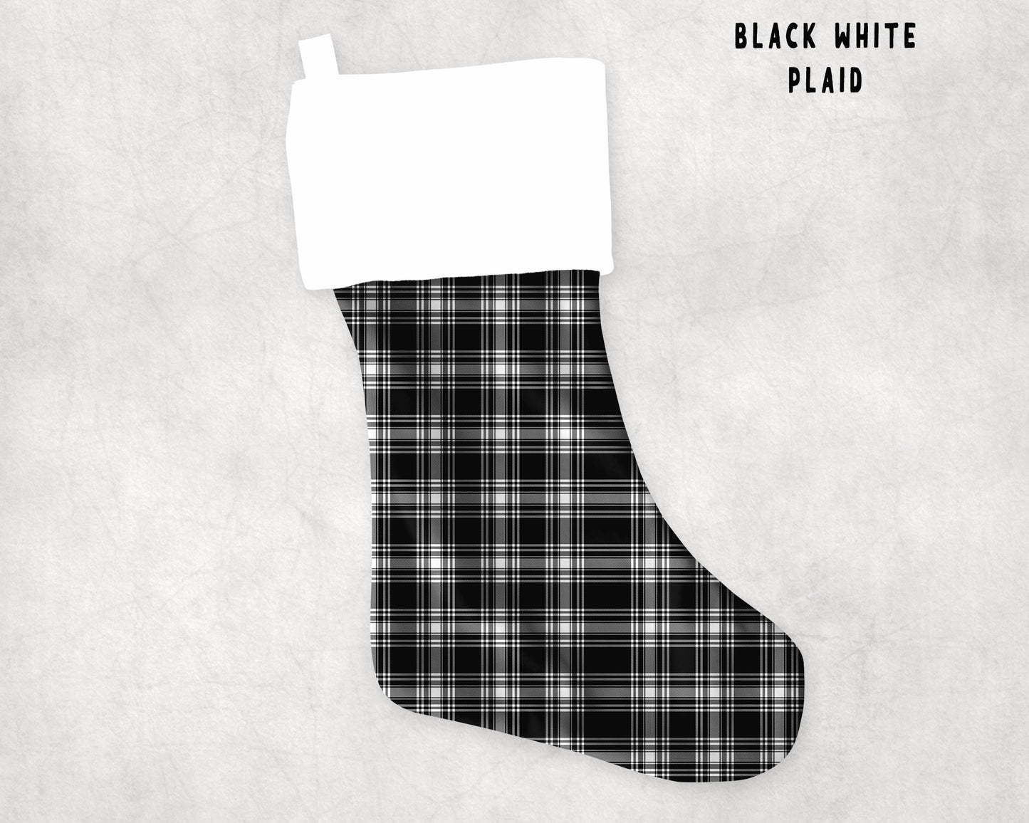 Black White Plaid Christmas Stocking (GC)