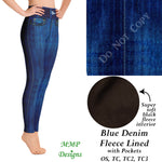 Blue Denim Fleece Lined Leggings with Pockets (MMP)