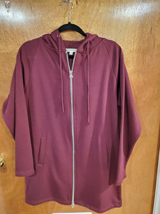 Burgundy Double Zipper Sweater