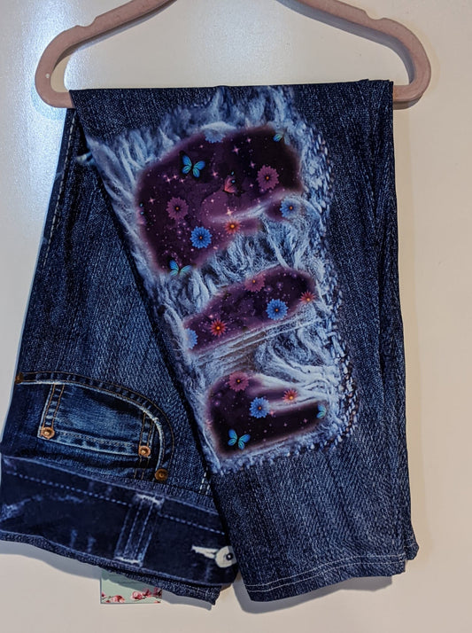 Butterflies and Daisies Denim Capri (LEB)