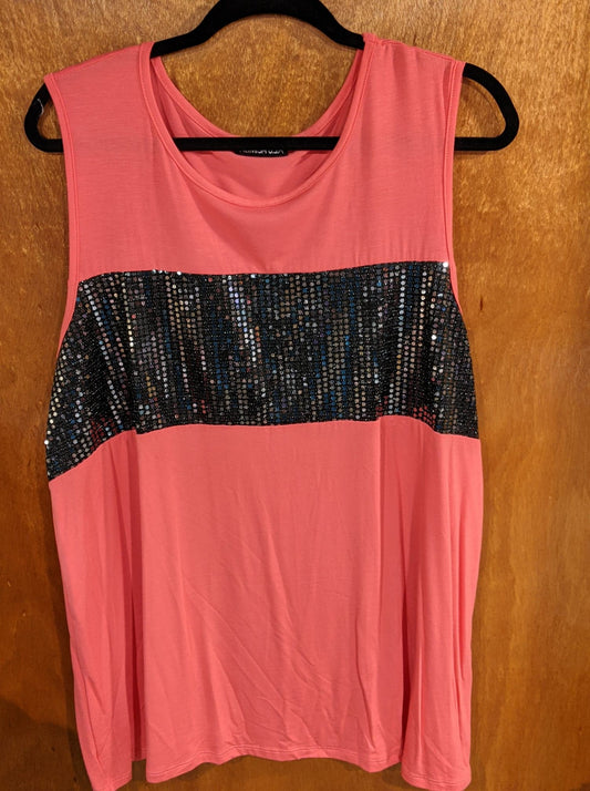 Coral Sleevleess with Black Design